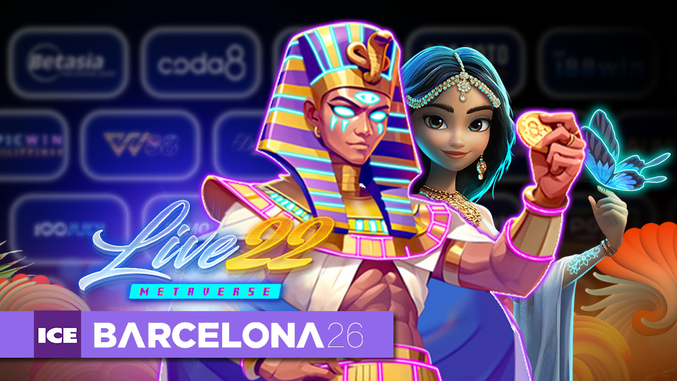 900×600 (1) Live22 exhibition booth at ICE Barcelona showcasing various iGaming solutions.